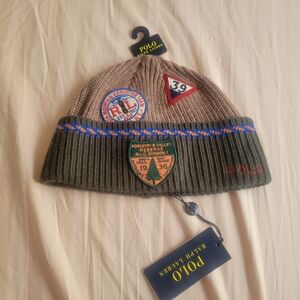 Polo by Ralph Lauren Kids' Tan and Olive Patch Beanie